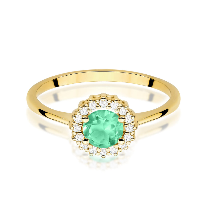 Inel Aur 14K cu Smarald 0.50 ct si Diamante Naturale 0.14 ct, imaginea 2 din 12
