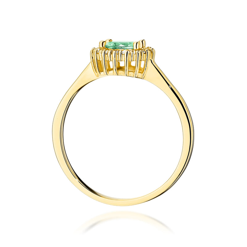 Inel Aur 14K cu Smarald 0.50 ct si Diamante Naturale 0.14 ct, imaginea 3 din 12