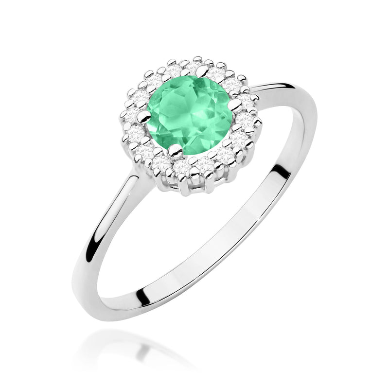 Inel Aur 14K cu Smarald 0.50 ct si Diamante Naturale 0.14 ct, imaginea 5 din 12