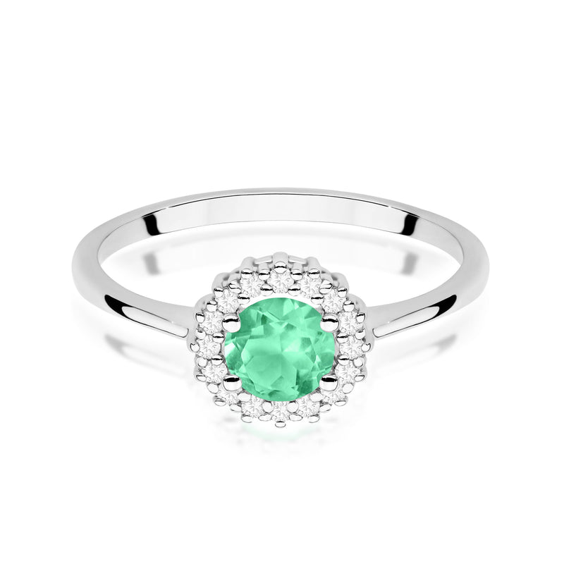 Inel Aur 14K cu Smarald 0.50 ct si Diamante Naturale 0.14 ct, imaginea 6 din 12