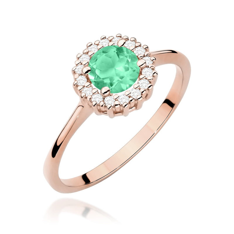 Inel Aur 14K cu Smarald 0.50 ct si Diamante Naturale 0.14 ct, imaginea 9 din 12