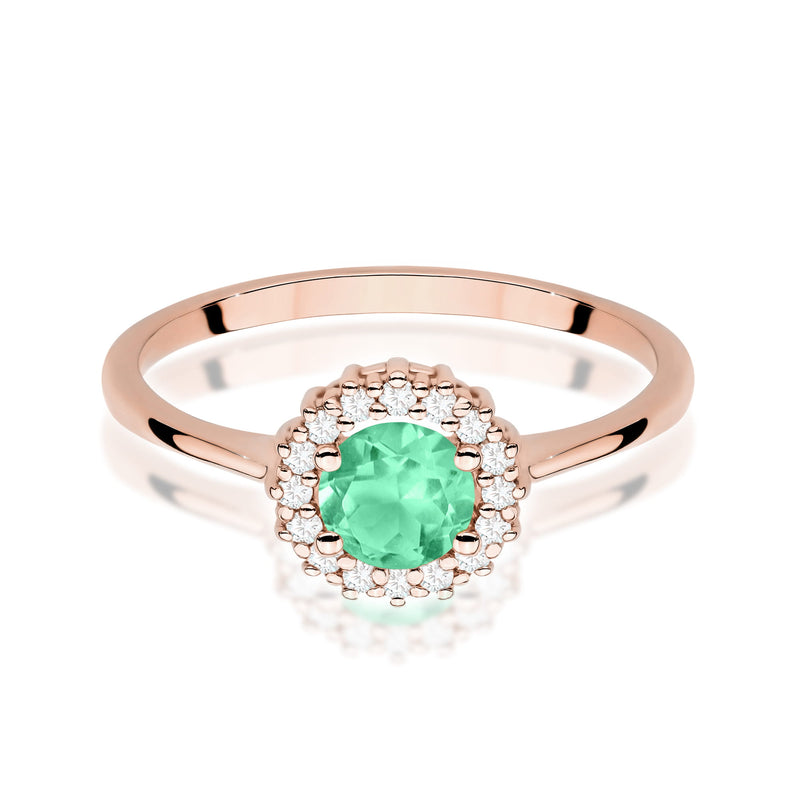 Inel Aur 14K cu Smarald 0.50 ct si Diamante Naturale 0.14 ct, imaginea 10 din 12