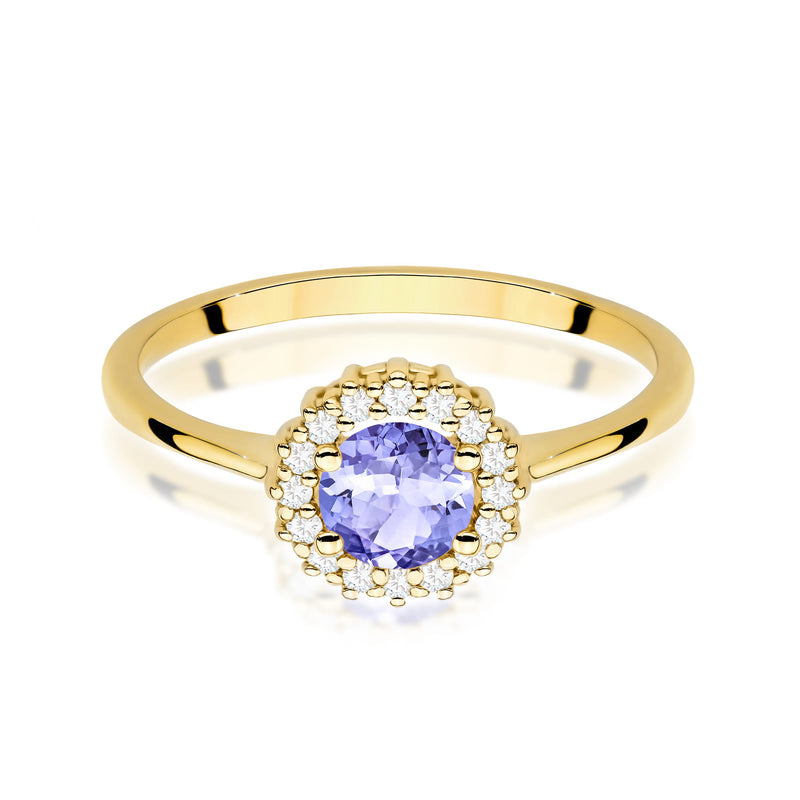 Inel Aur 14K cu Tanzanit 0.50 ct si Diamante Naturale 0.14 ct, imaginea 2 din 12