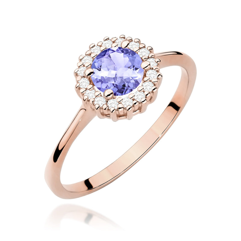 Inel Aur 14K cu Tanzanit 0.50 ct si Diamante Naturale 0.14 ct, imaginea 9 din 12