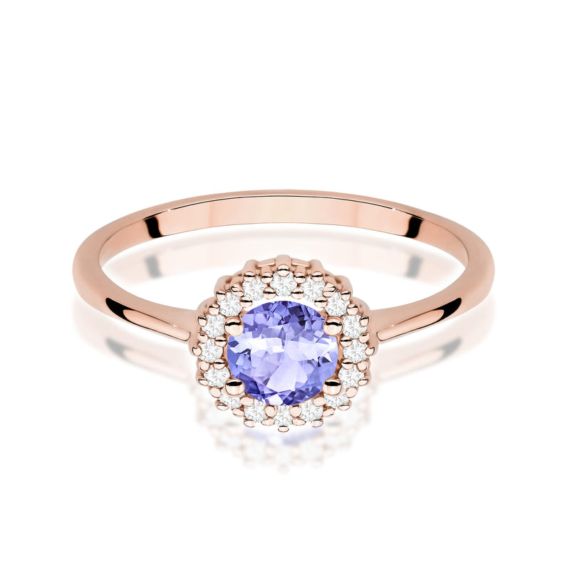 Inel Aur 14K cu Tanzanit 0.50 ct si Diamante Naturale 0.14 ct, imaginea 10 din 12