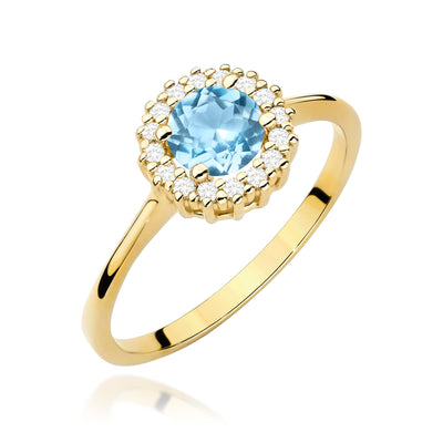 Inel Aur 14K cu Topaz Swiss 0.50 ct si Diamante Naturale 0.14 ct