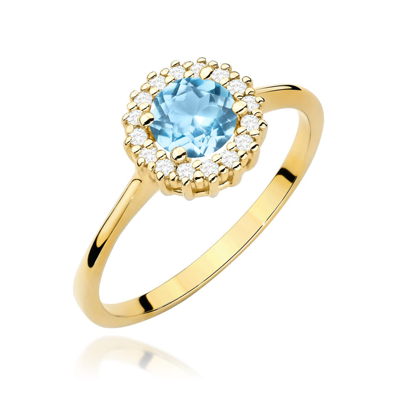 Inel Aur 14K cu Topaz Swiss 0.50 ct si Diamante Naturale 0.14 ct — Aur galben