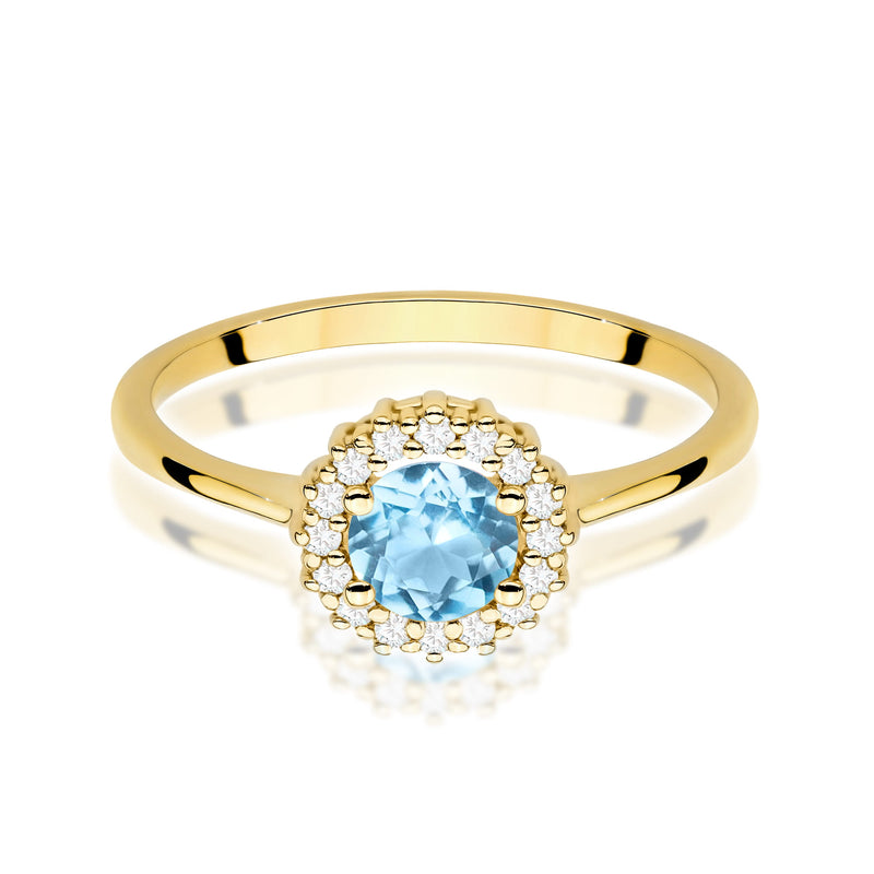 Inel Aur 14K cu Topaz Swiss 0.50 ct si Diamante Naturale 0.14 ct, imaginea 2 din 12