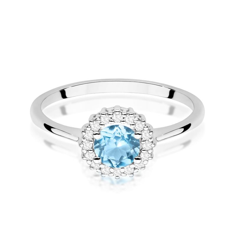 Inel Aur 14K cu Topaz Swiss 0.50 ct si Diamante Naturale 0.14 ct, imaginea 6 din 12