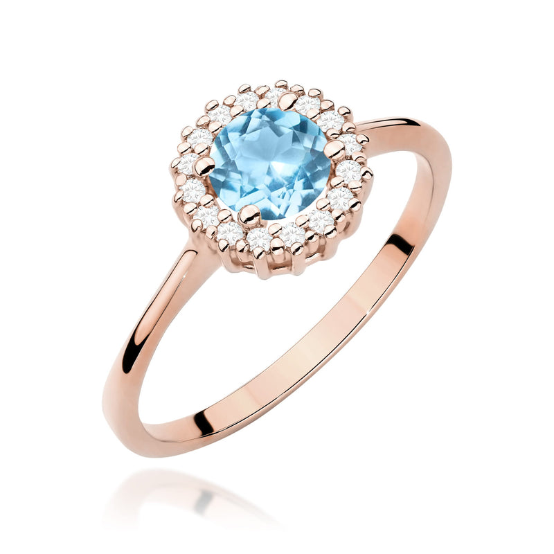 Inel Aur 14K cu Topaz Swiss 0.50 ct si Diamante Naturale 0.14 ct, imaginea 9 din 12