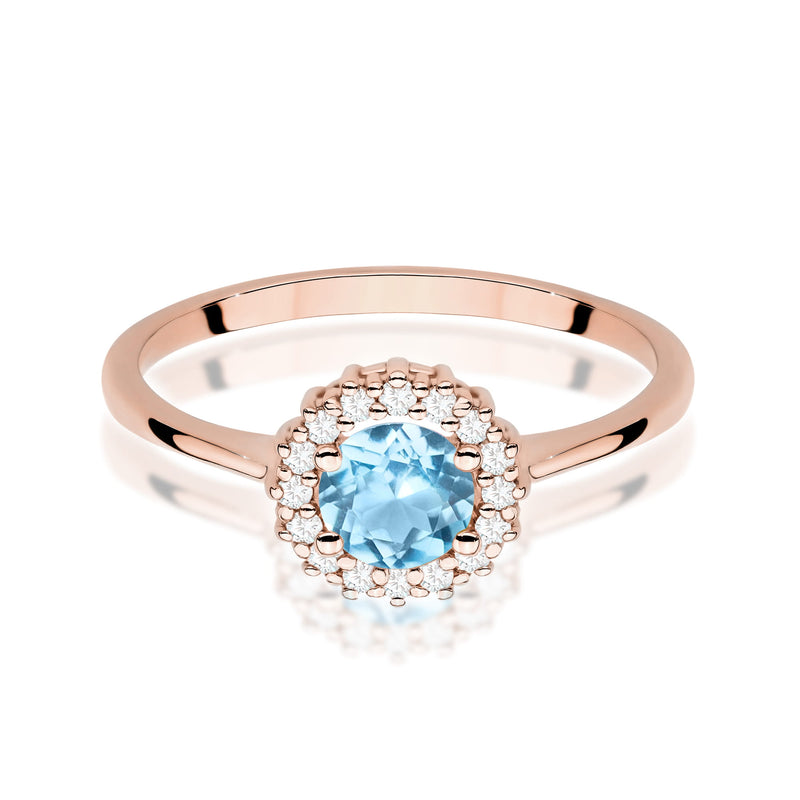 Inel Aur 14K cu Topaz Swiss 0.50 ct si Diamante Naturale 0.14 ct, imaginea 10 din 12