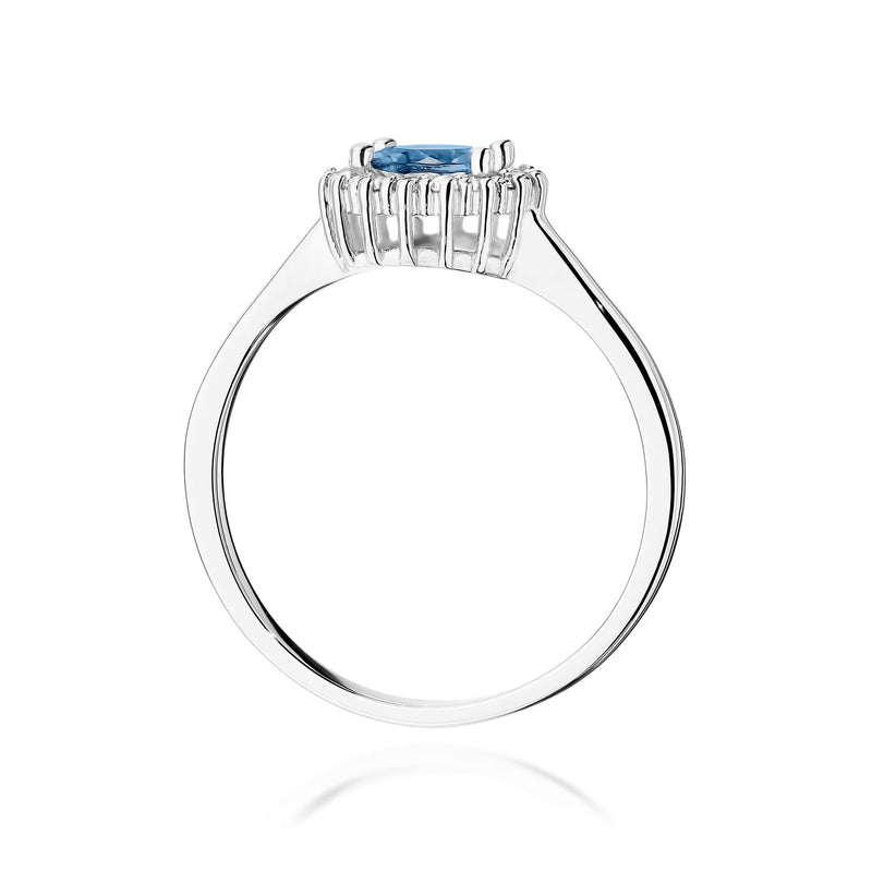 Inel Aur 14K cu Topaz London Blue 0.50 ct si Diamante Naturale 0.14 ct, imaginea 5 din 10