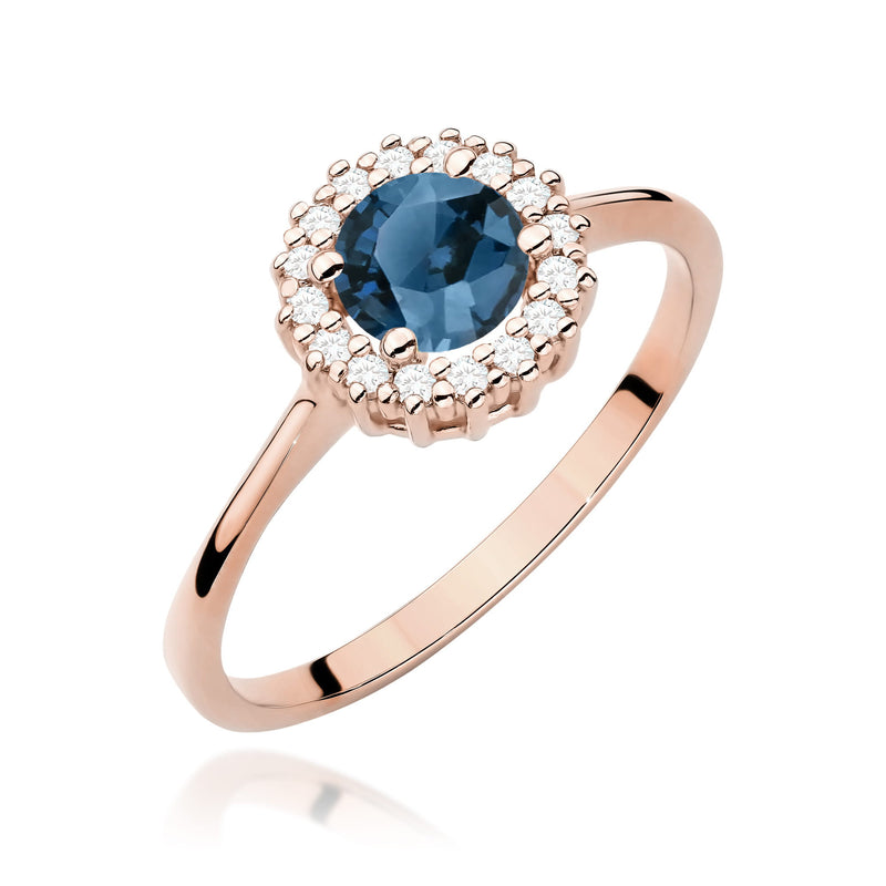 Inel Aur 14K cu Topaz London Blue 0.50 ct si Diamante Naturale 0.14 ct, imaginea 7 din 10