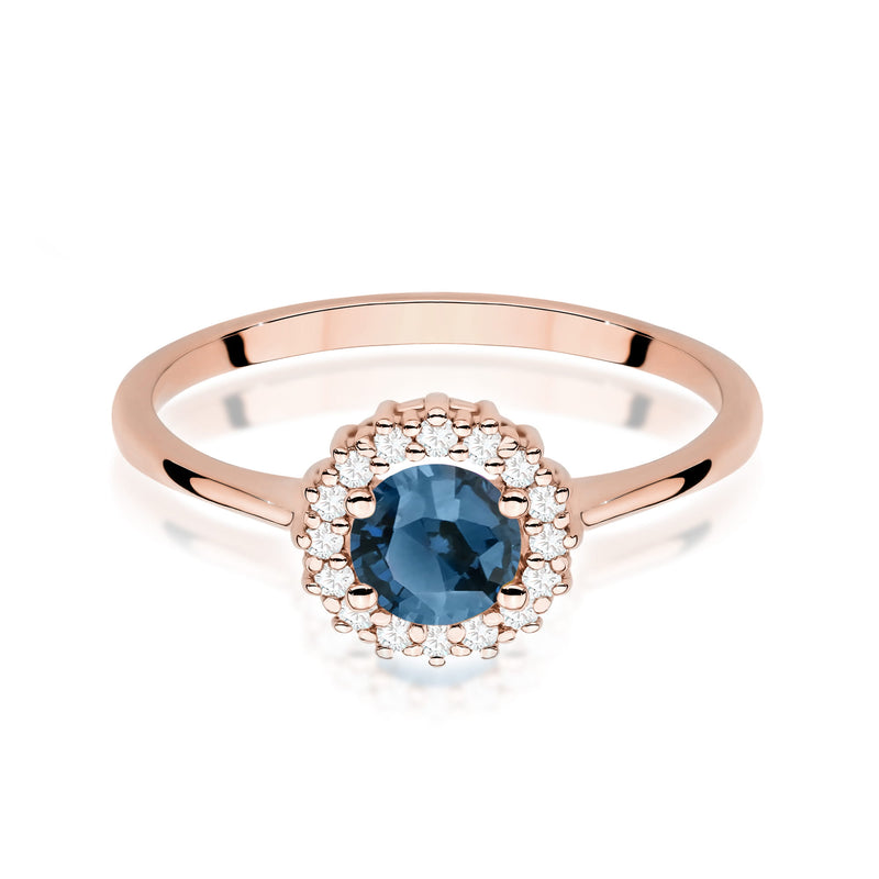 Inel Aur 14K cu Topaz London Blue 0.50 ct si Diamante Naturale 0.14 ct, imaginea 8 din 10