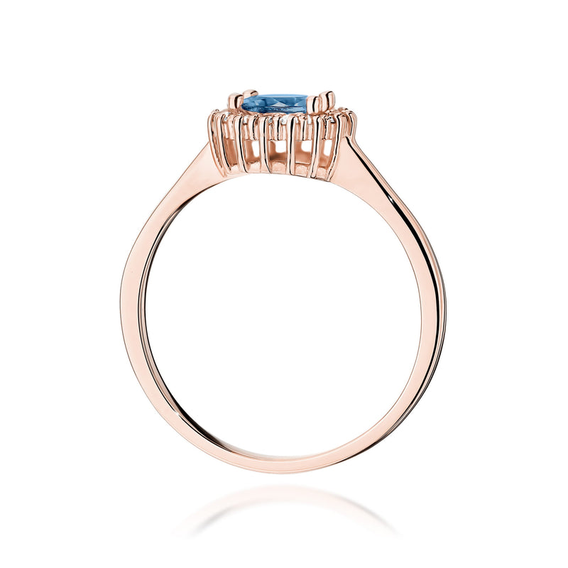 Inel Aur 14K cu Topaz London Blue 0.50 ct si Diamante Naturale 0.14 ct, imaginea 9 din 10