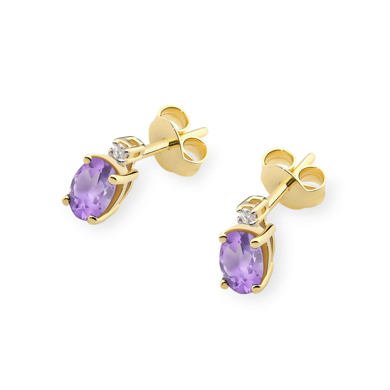 Cercei Aur 14K cu Ametist 0.40 ct si Diamante Naturale 0.03 ct, imaginea 2 din 9