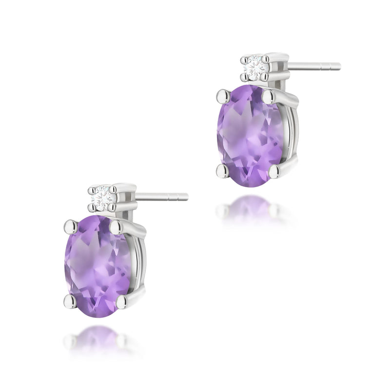 Cercei Aur 14K cu Ametist 0.40 ct si Diamante Naturale 0.03 ct, imaginea 7 din 9