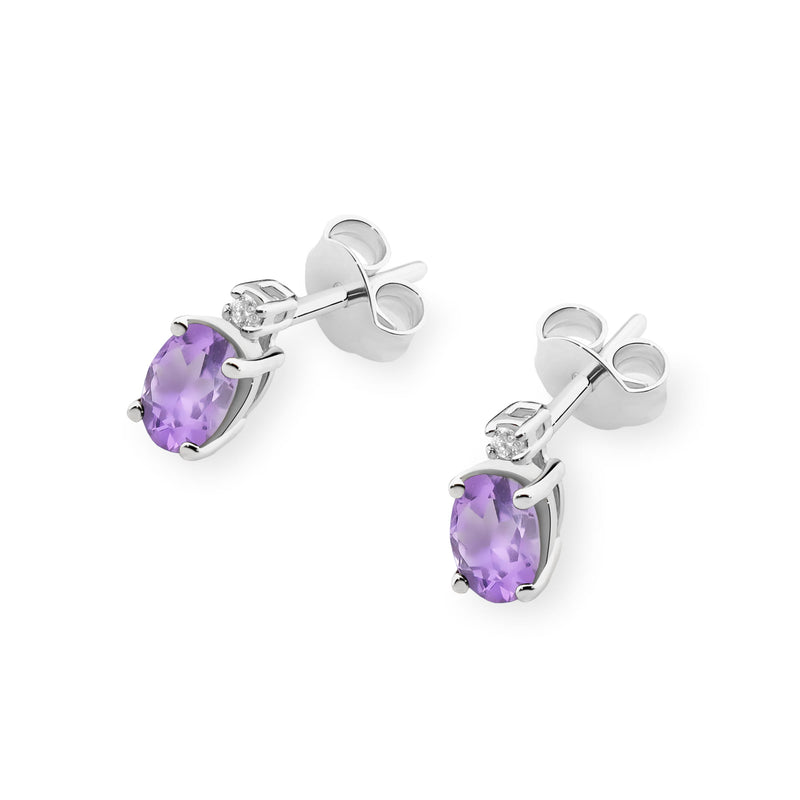 Cercei Aur 14K cu Ametist 0.40 ct si Diamante Naturale 0.03 ct, imaginea 8 din 9