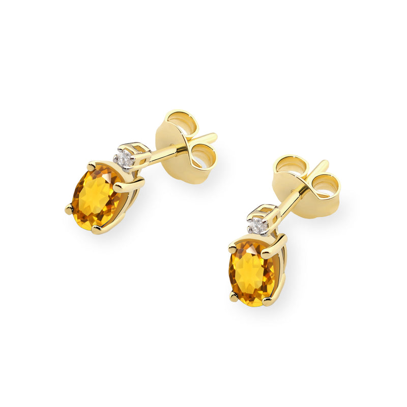 Cercei Aur 14K cu Citrin 0.60 ct si Diamante Naturale 0.03 ct, imaginea 2 din 9