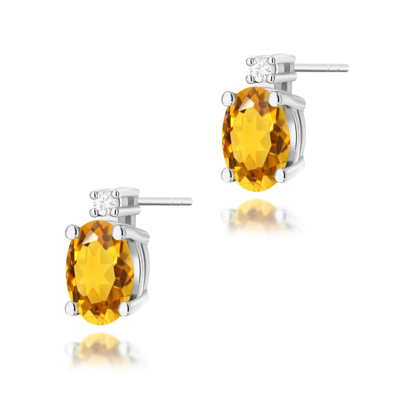 Cercei Aur 14K cu Citrin 0.60 ct si Diamante Naturale 0.03 ct, imaginea 4 din 9