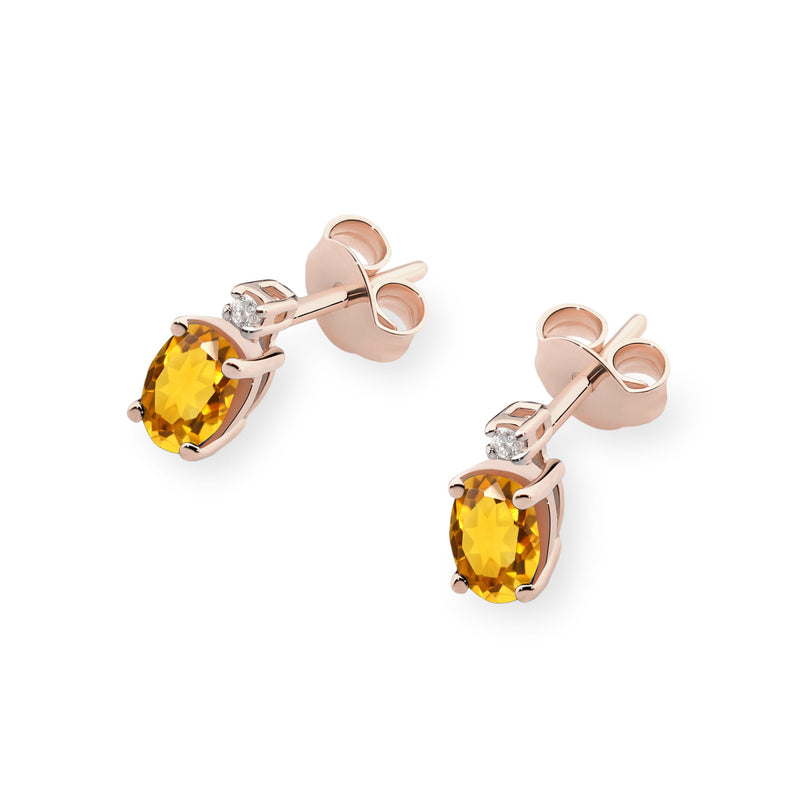 Cercei Aur 14K cu Citrin 0.60 ct si Diamante Naturale 0.03 ct, imaginea 8 din 9