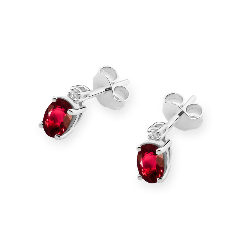 Cercei Aur 14K cu Rubin 0.60 ct si Diamante Naturale 0.03 ct, imaginea 5 din 9
