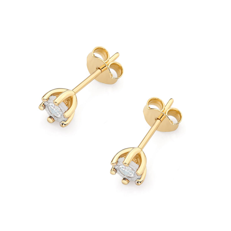 Cercei Aur 14K cu Diamant Natural 0.08 ct, imaginea 2 din 6