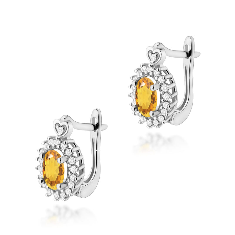Cercei Aur 14K cu Citrin 0.60 ct si Diamante Naturale 0.19 ct, imaginea 5 din 6