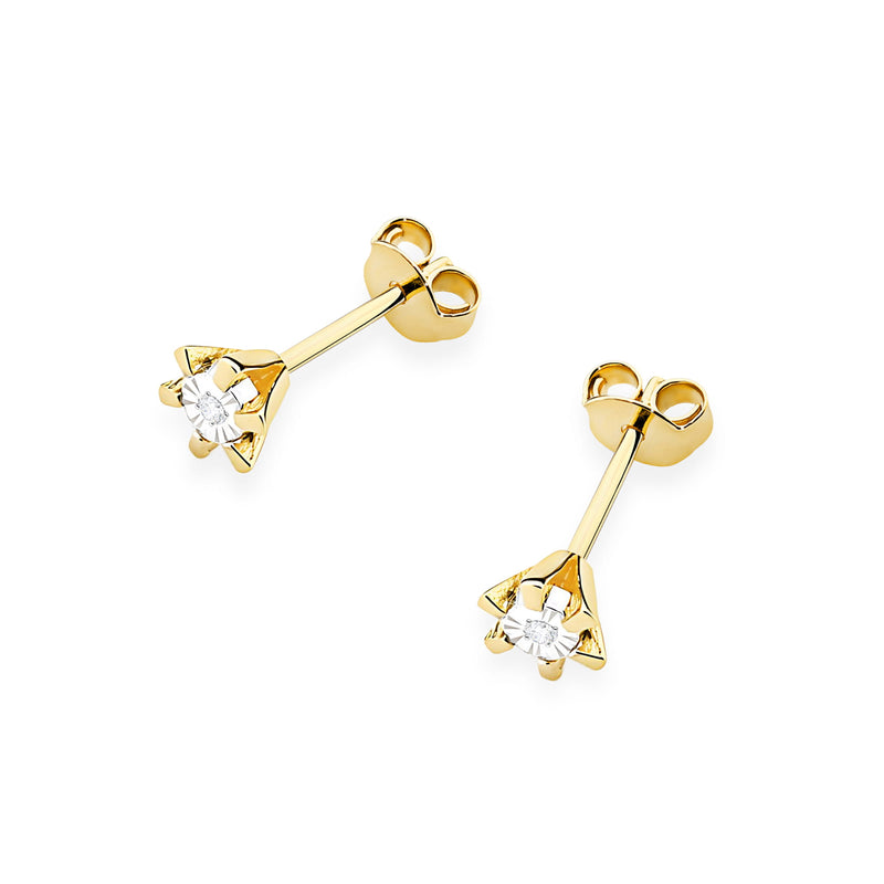 Cercei Aur 14K cu Diamant Natural 0.01 ct, imaginea 2 din 6