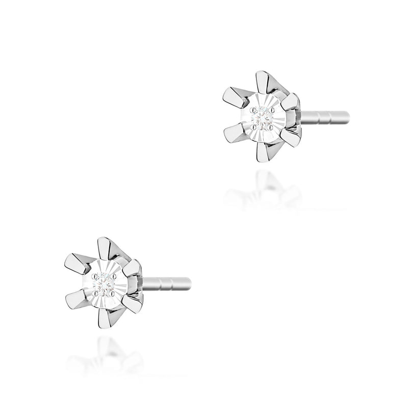 Cercei Aur 14K cu Diamant Natural 0.01 ct, imaginea 5 din 6