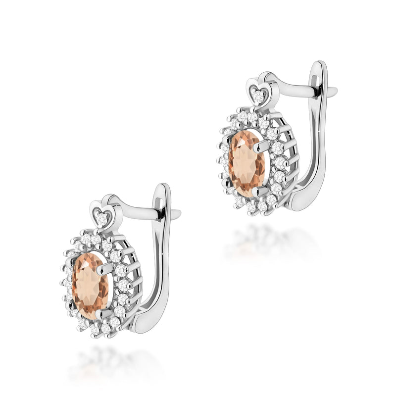 Cercei Aur 14K cu Morganit 0.40 ct si Diamante Naturale 0.19 ct, imaginea 3 din 6