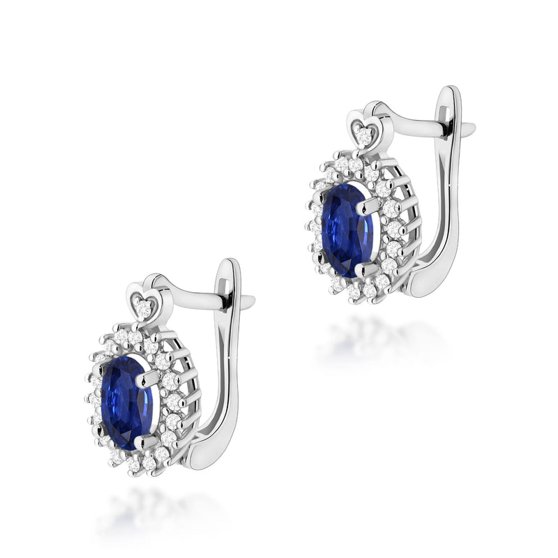 Cercei Aur 14K cu Safir 0.70 ct si Diamante Naturale 0.19 ct, imaginea 3 din 6