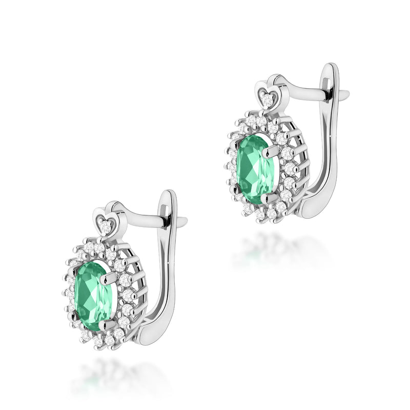 Cercei Aur 14K cu Smarald 0.40 ct si Diamante Naturale 0.19 ct, imaginea 3 din 6