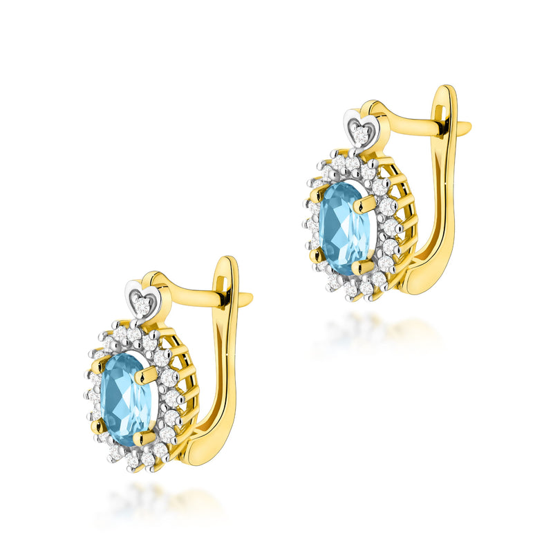 Cercei Aur 14K cu Topaz Swiss 0.50 ct si Diamante Naturale 0.19 ct — Aur galben