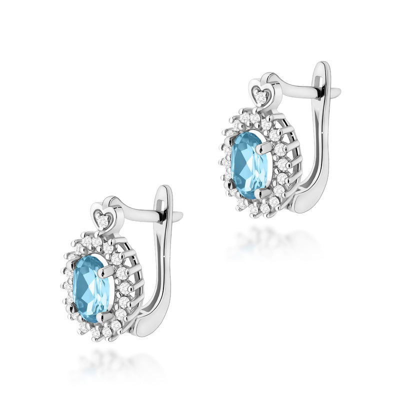 Cercei Aur 14K cu Topaz Swiss 0.50 ct si Diamante Naturale 0.19 ct, imaginea 3 din 6