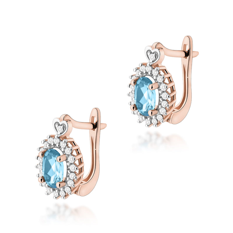 Cercei Aur 14K cu Topaz Swiss 0.50 ct si Diamante Naturale 0.19 ct, imaginea 5 din 6