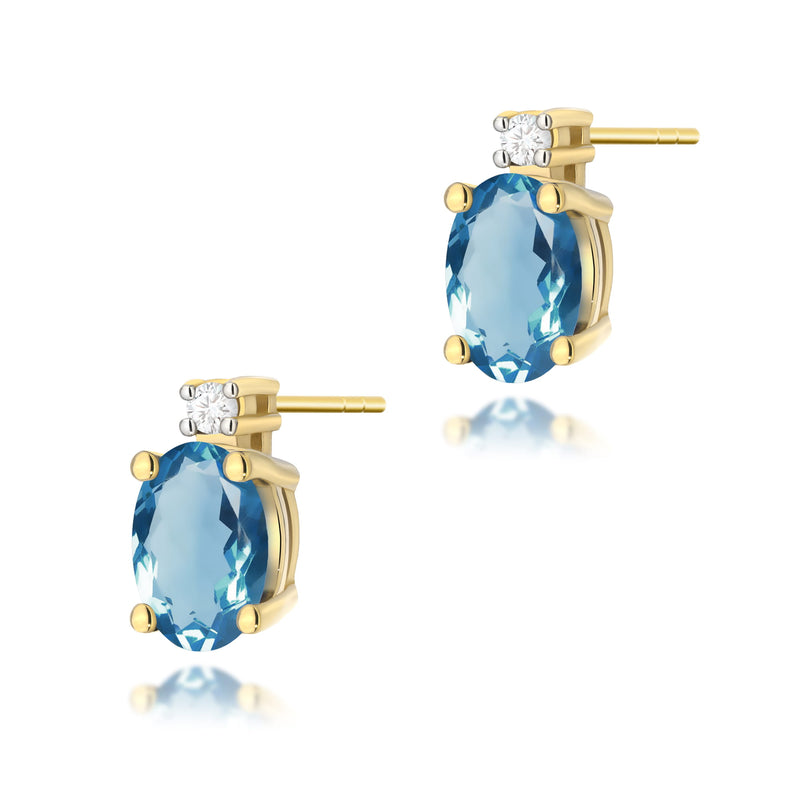 Cercei Aur 14K cu Topaz London Blue 0.50 ct si Diamante Naturale 0.03 ct — Aur galben