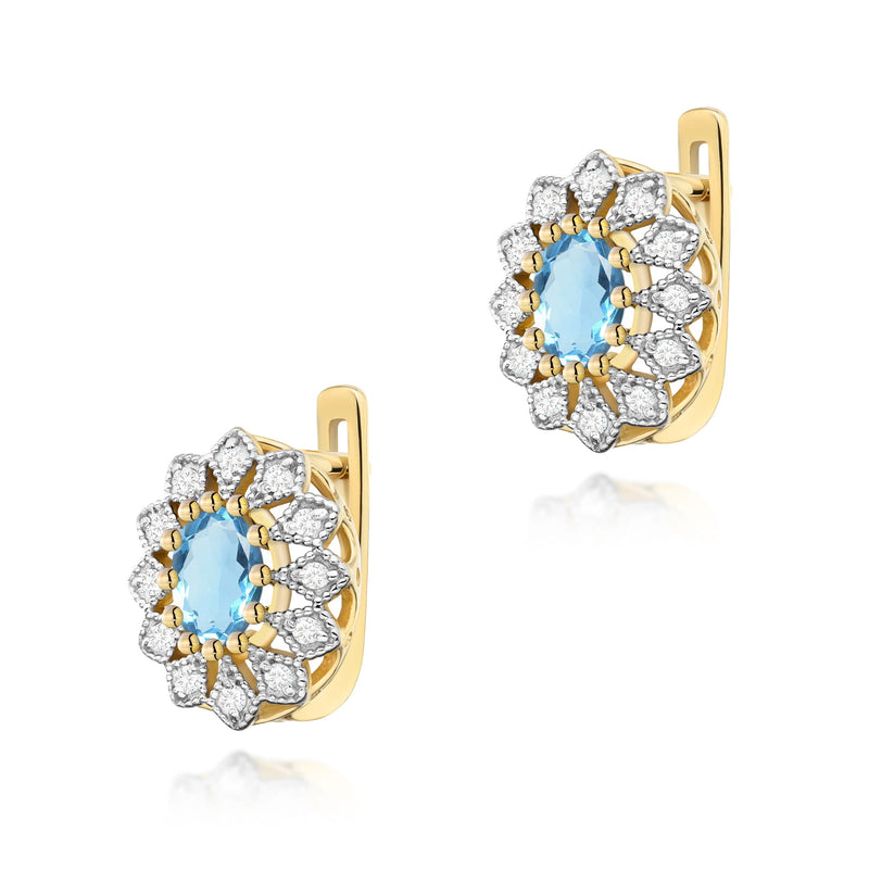 Cercei Aur 14K cu Topaz Swiss 0.50 ct si Diamante Naturale 0.21 ct — Aur galben