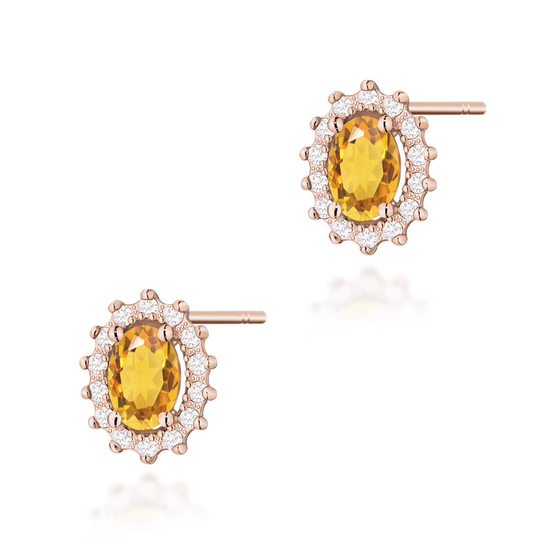 Cercei Aur 14K cu Citrin 0.60 ct si Diamante Naturale 0.24 ct, imaginea 7 din 9