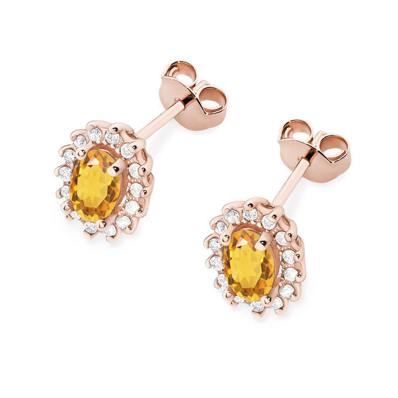Cercei Aur 14K cu Citrin 0.60 ct si Diamante Naturale 0.24 ct, imaginea 8 din 9