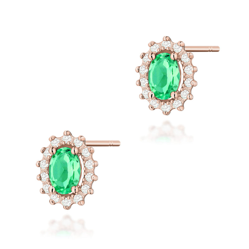 Cercei Aur 14K cu Smarald 0.40 ct si Diamante Naturale 0.24 ct, imaginea 5 din 9