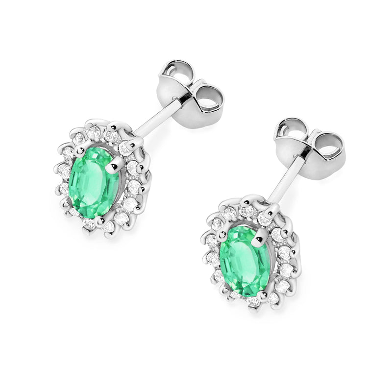 Cercei Aur 14K cu Smarald 0.40 ct si Diamante Naturale 0.24 ct, imaginea 6 din 9