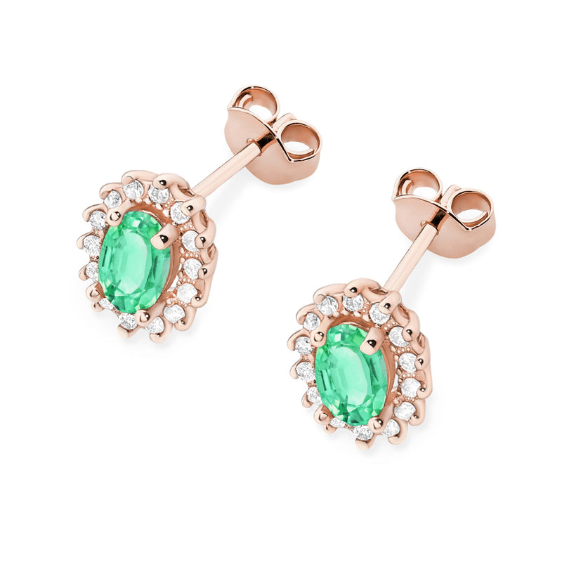 Cercei Aur 14K cu Smarald 0.40 ct si Diamante Naturale 0.24 ct, imaginea 8 din 9