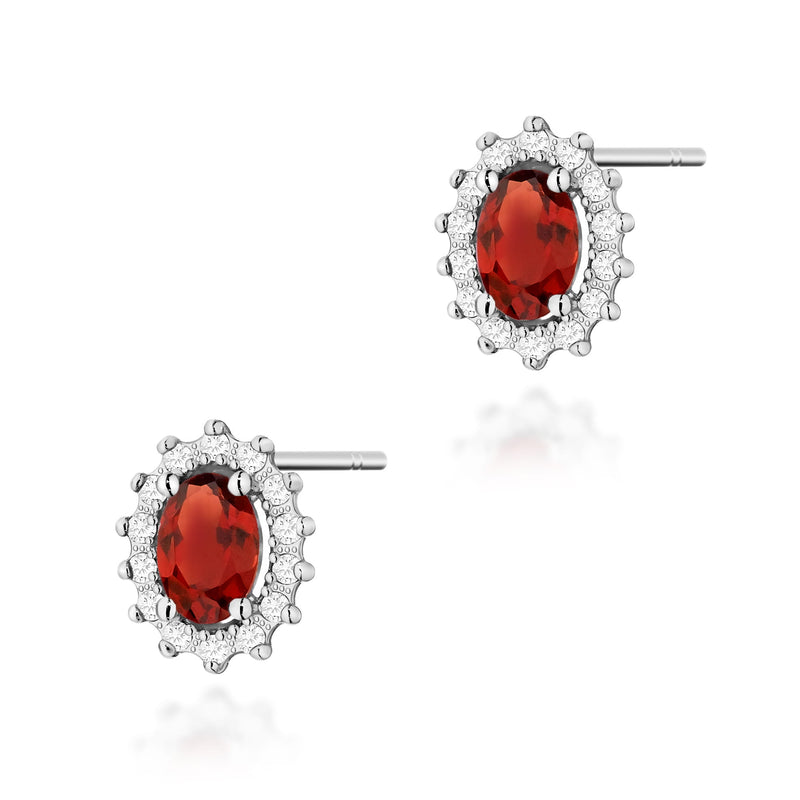 Cercei Aur 14K cu Granat 0.50 ct si Diamante Naturale 0.24 ct, imaginea 4 din 9