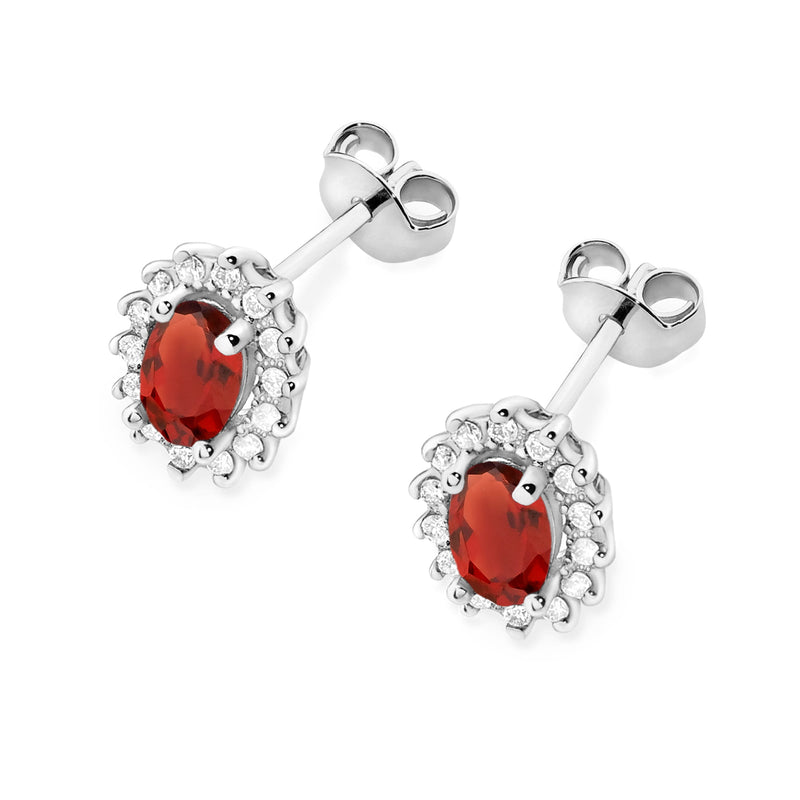 Cercei Aur 14K cu Granat 0.50 ct si Diamante Naturale 0.24 ct, imaginea 5 din 9