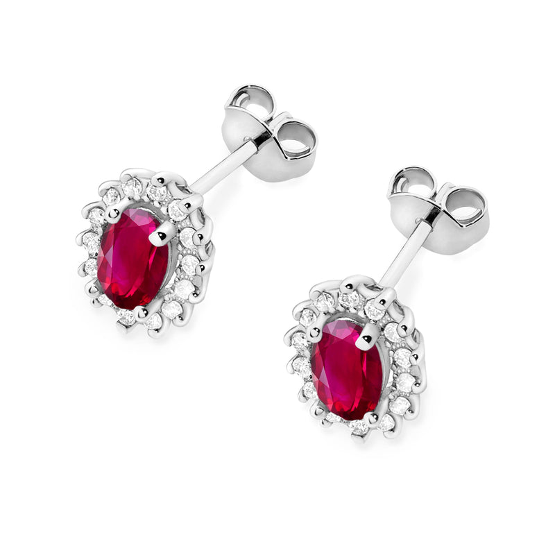 Cercei Aur 14K cu Rubin 0.60 ct si Diamante Naturale 0.24 ct, imaginea 5 din 9