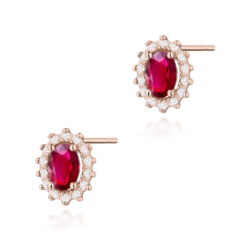 Cercei Aur 14K cu Rubin 0.60 ct si Diamante Naturale 0.24 ct, imaginea 7 din 9