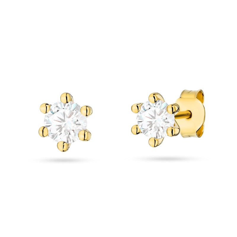 Cercei Aur 14K cu Diamant de Laborator 0.10 ct — Aur galben