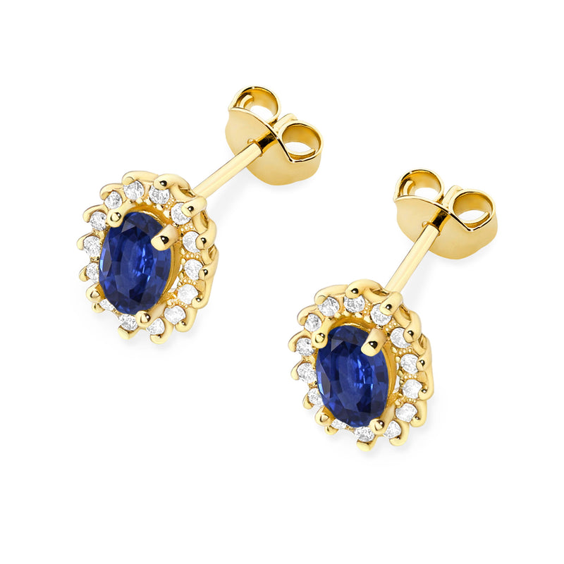 Cercei Aur 14K cu Safir 0.70 ct si Diamante Naturale 0.24 ct, imaginea 2 din 9