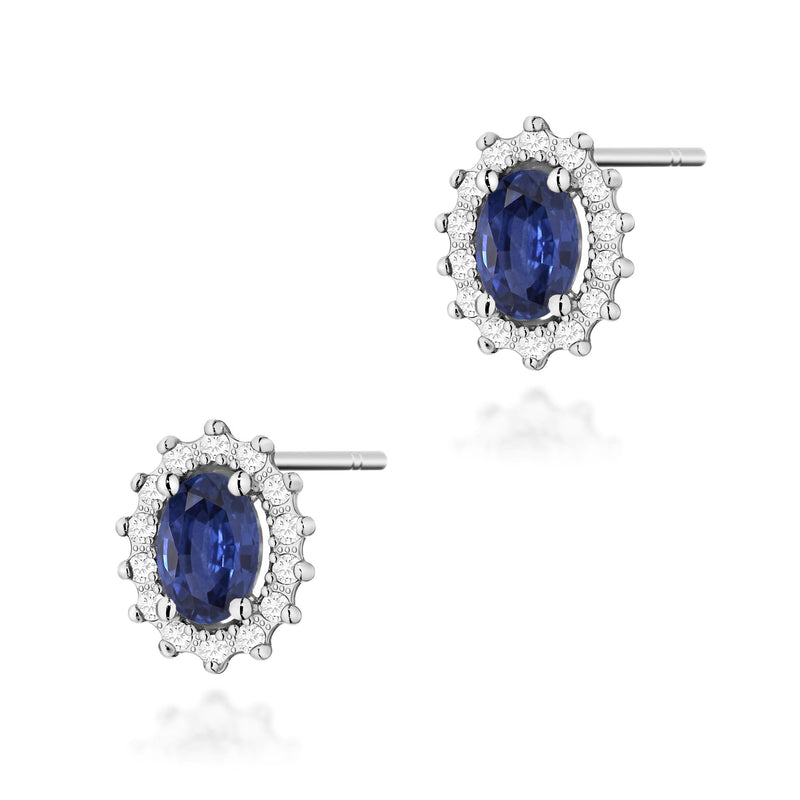 Cercei Aur 14K cu Safir 0.70 ct si Diamante Naturale 0.24 ct, imaginea 4 din 9